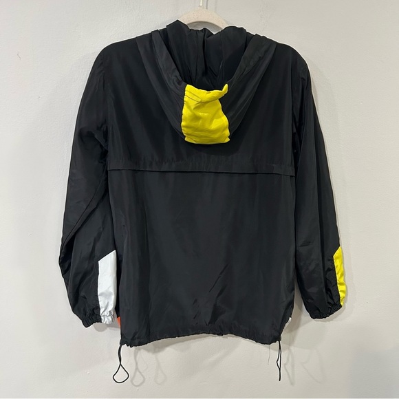 NWOT Black Blue Colorblock Windbreaker Hooded Jacket Men’s Size Medium - Picture 3 of 4